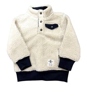 GAP KIDS Boy’s Pullover Sherpa Sweater Jacket 3 Snaps Kangaroo Pocket Size 3 YRS